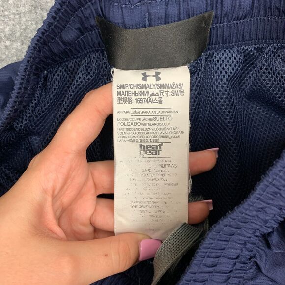 Under Armour Sweatpants Men S Small Navy Blue Zip Ankle Elastic Waist Drawstring - Picture 5 of 14